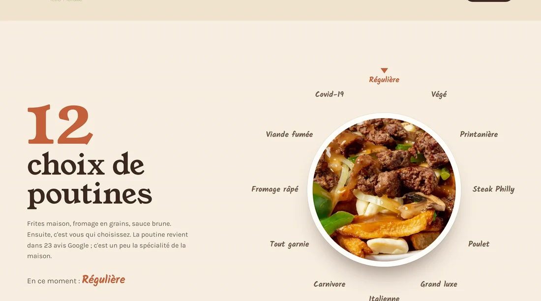 Extrait de concept : roue des choix de poutines